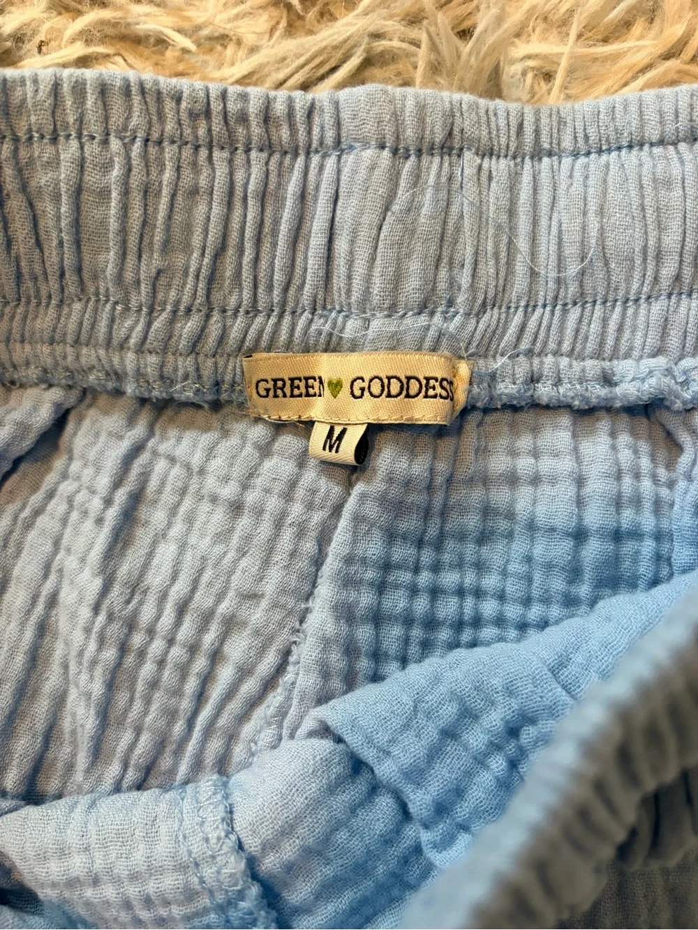 Light Blue Cotton Gauze Drawstring Pants
